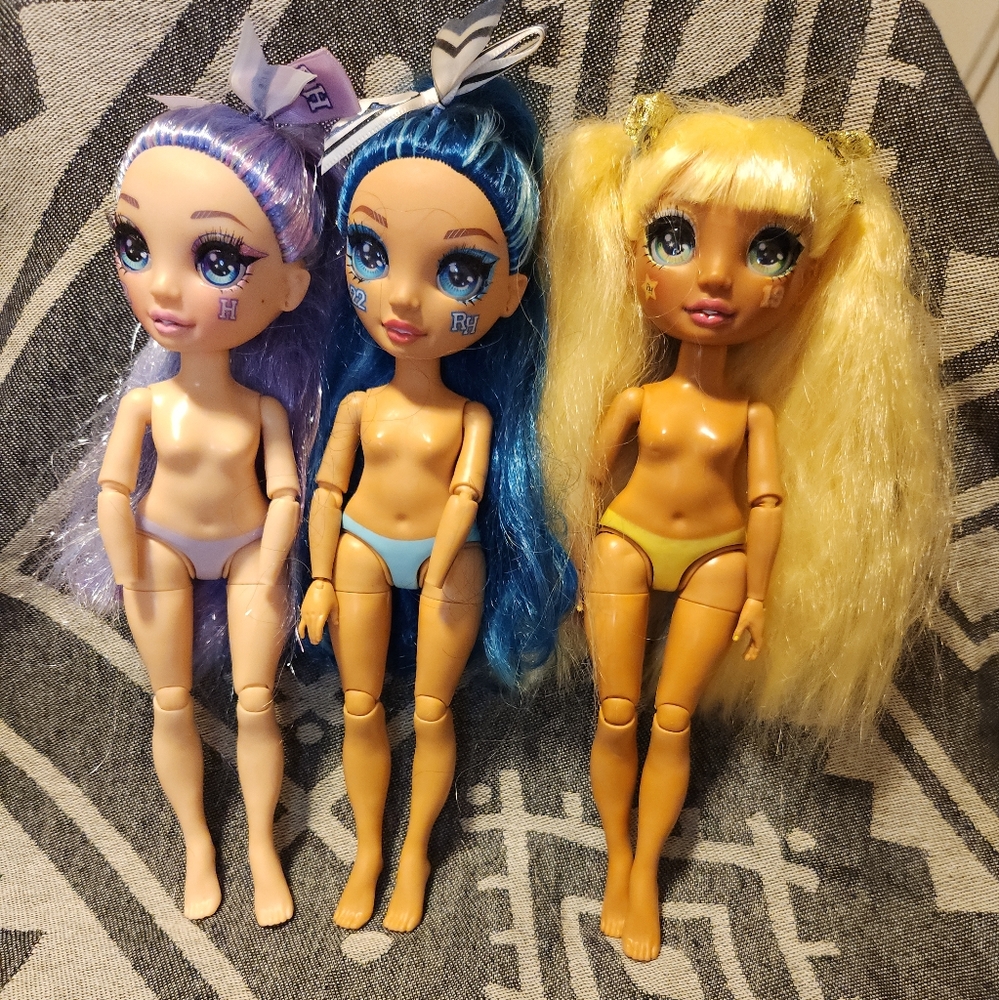 Rainbow High Fashion Dolls Lot Of 3 Nude Cheer For Parts (Sunny, Skyler, Violet)